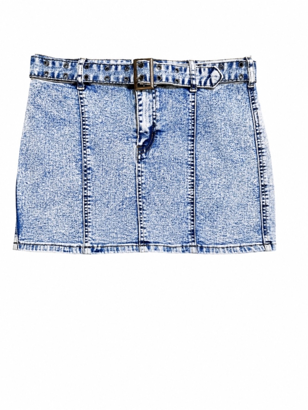Sincerely Jules Light Blue Acid Wash Denim Mini Skirt with Belt Size 7/27
